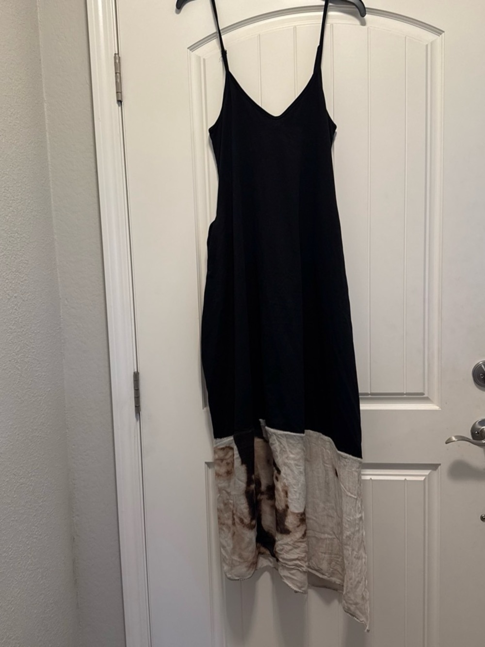 Black V-Neck Tie-Dye Hem Maxi Dress - Picture 1 of 5